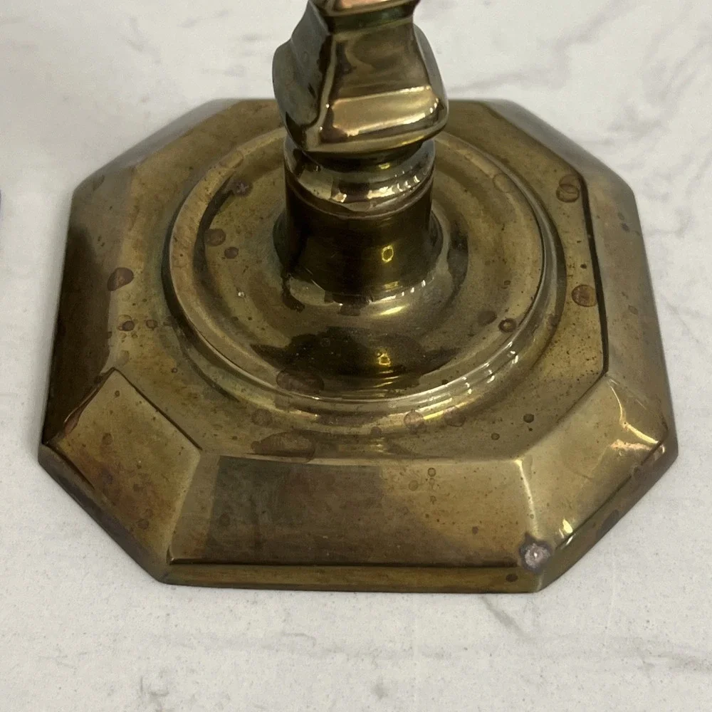 Vtg Solid Brass Candlestick Holders Pair Mantel Farmhouse Colonial Style Decor‎